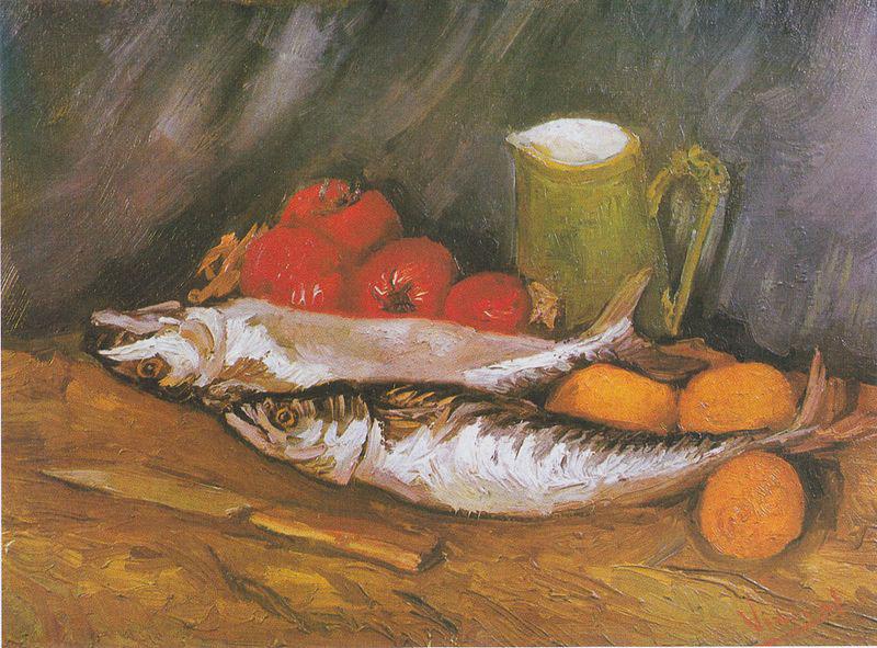 Vincent Van Gogh Still Life with mackerel, lemon and tomato